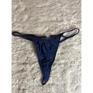 NWOT biatta Blue Denim Look Micro Thong G-String Panties Size M/6 Vintage Y2K